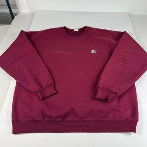 Y2K Starter Sweatshirt Adult Extra Large Red Silver Faded Contrast Logo Crewneck